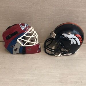 Colorado Avalanche  AND Denver Broncos Mini Helmet Bundle Please Read